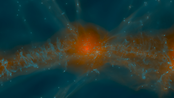 Digital illustration of galaxy formation