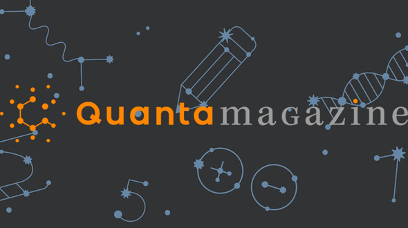 Quanta magazine logo on top of some science images like a pencil, DNA and numbers