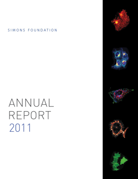 Simons Foundation 2011 Annual Report cover, featuring Apoptosis images