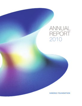 Simons Foundation 2010 Annual Report cover, featuring a helicoid