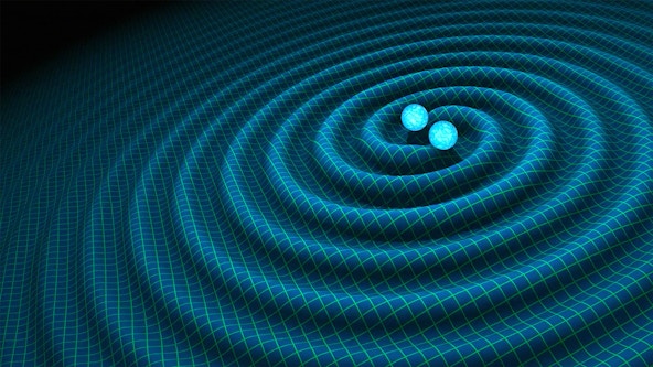 When neutron stars collide, they emit light and gravitational waves, as seen in this artist’s illustration. By comparing the timing of the two emissions from many different neutron star mergers, researchers can measure how fast the universe is expanding.