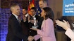 Angel Rubio receives the Spanish National Research Prize from Queen Letizia and King Felipe VI of Spain.