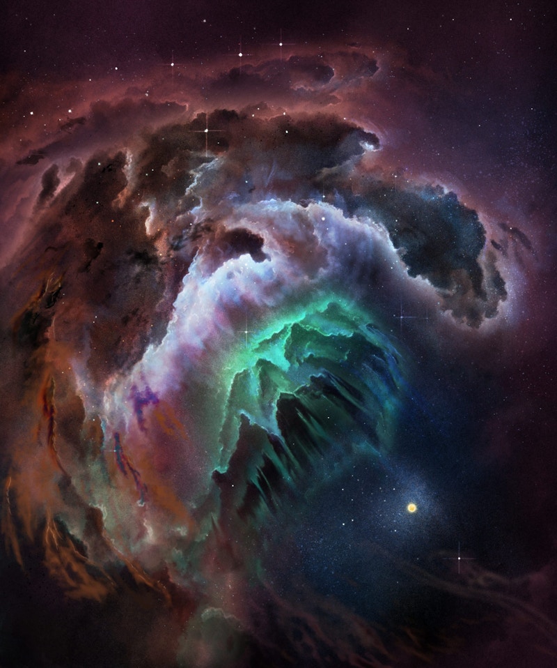 An artist's representation of a molecular cloud
